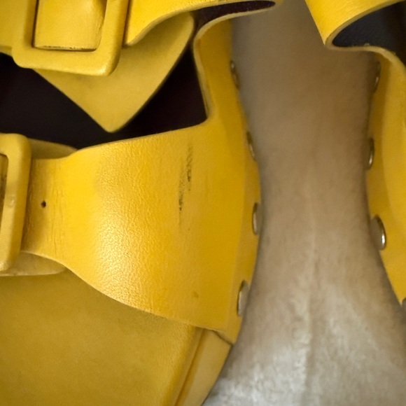 Staud Remi Platform Leather Buckle Sandals - Yellow 39 9 - Picture 8 of 10